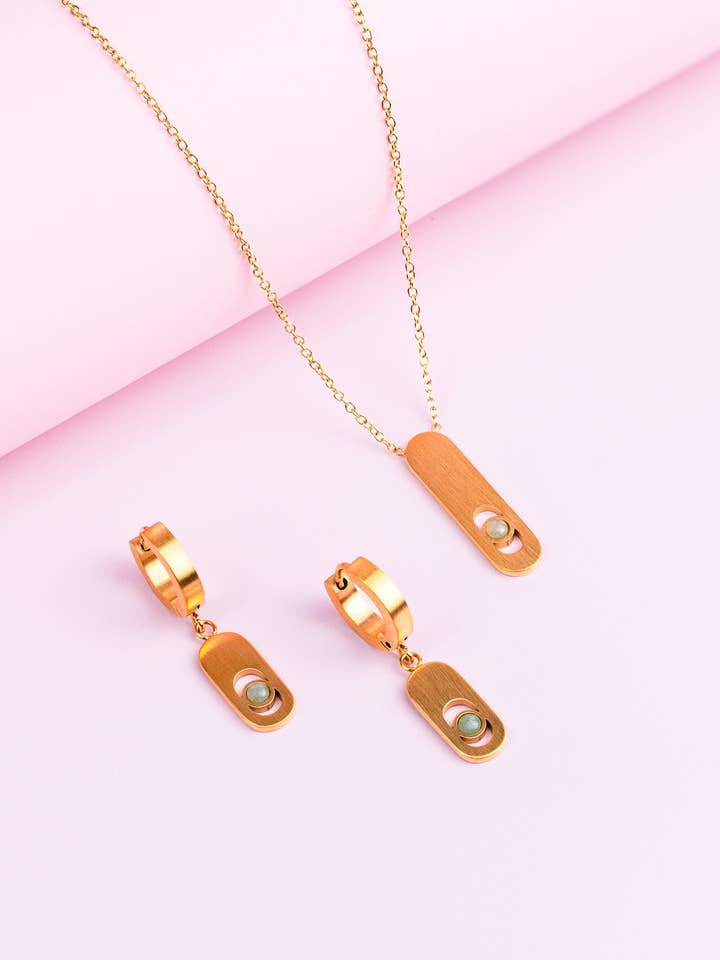 Halskette und Ohrringe mit grünem Aventurinstein für den Großhandel von Didyma