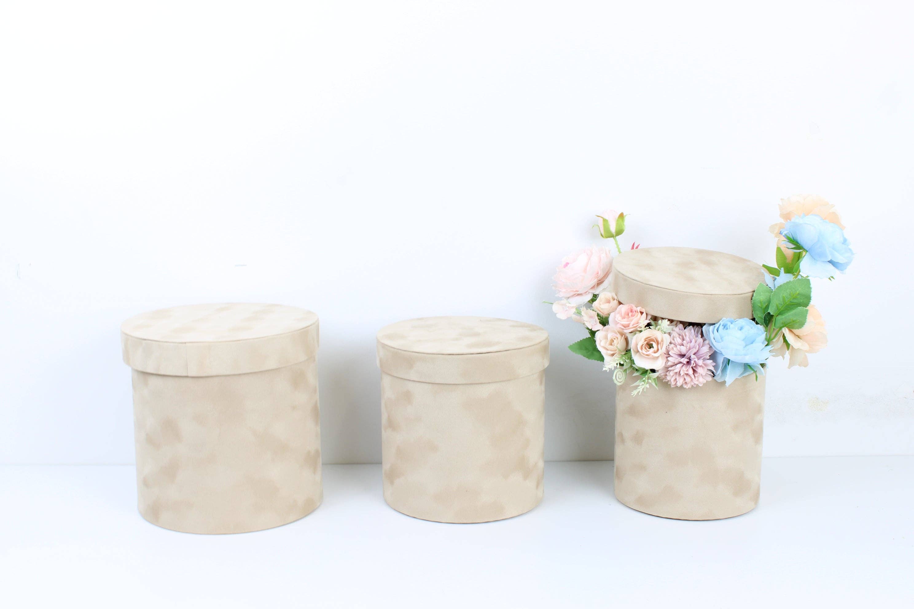 Elegant Design Supply - Wholesale Decorative Box - Chic Velvet Round Flower Box with Lid2