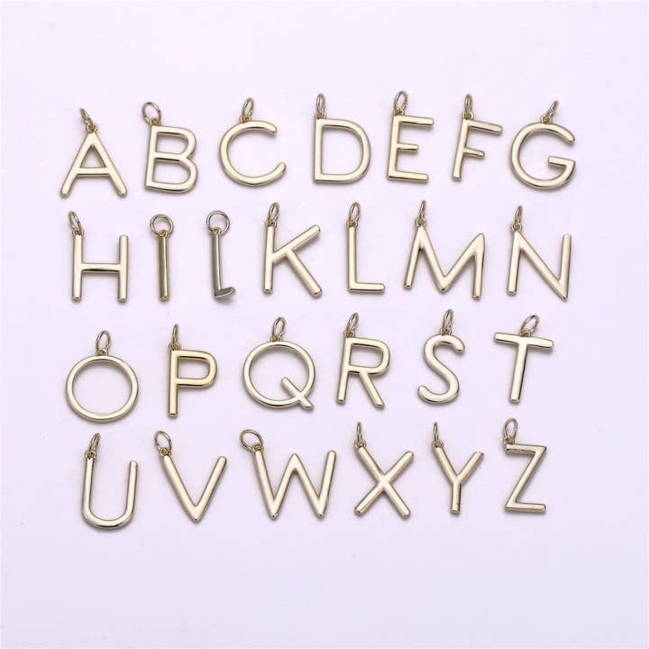 Gold Filled Coin Initial Pendant, Initial Pendant Gold Initial Charm Alphabet Charm Coin Charm Jewelry Making for wholesale by Aim Eternal