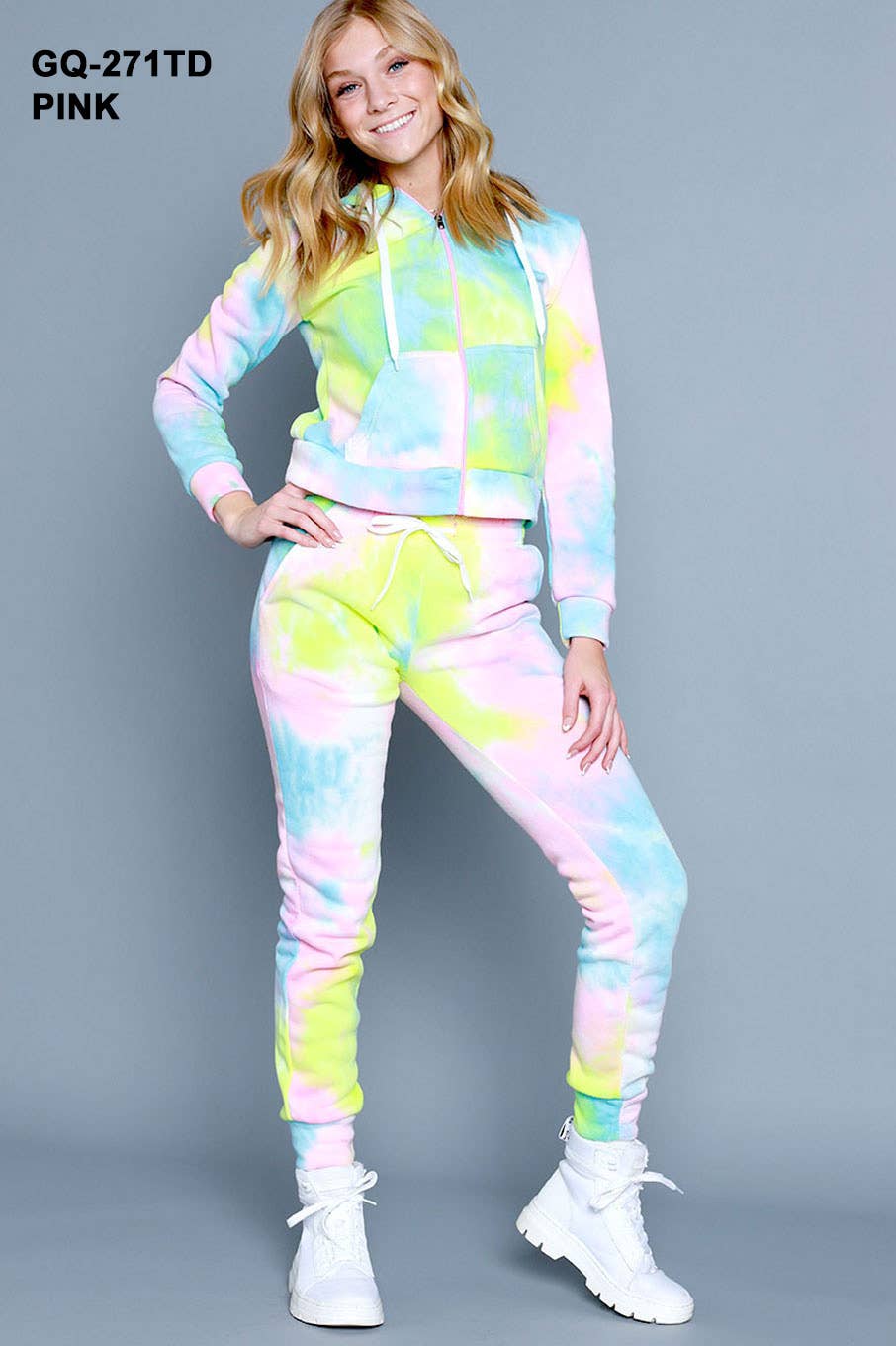 RAINBOW 2BFREE FLEECE PLUS TIE DYE ZIP UP SWEATSUIT for wholesale on Faire1