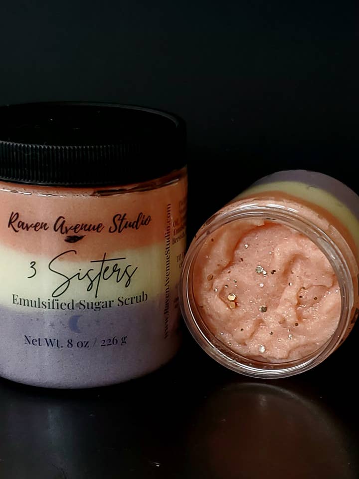 3 Sisters Hocus Pocus Sugar Scrub/Fall Halloween Sugar Scrub for wholesale by Raven Avenue Studio