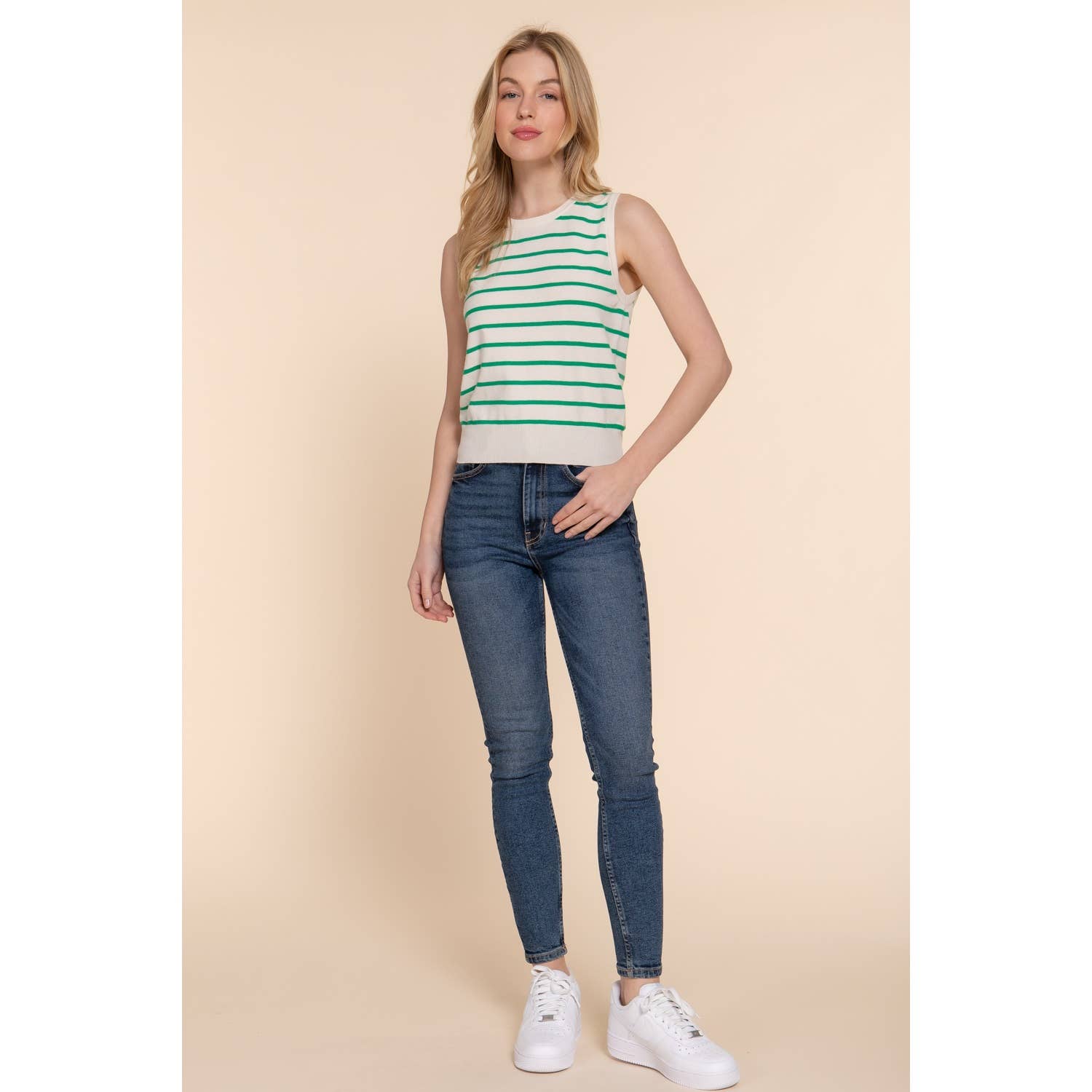 Apolline – Pulôver - Mulher por atacado – CAMISOLA DE PRIMAVERA COM RISCAS SEM MANGAS10