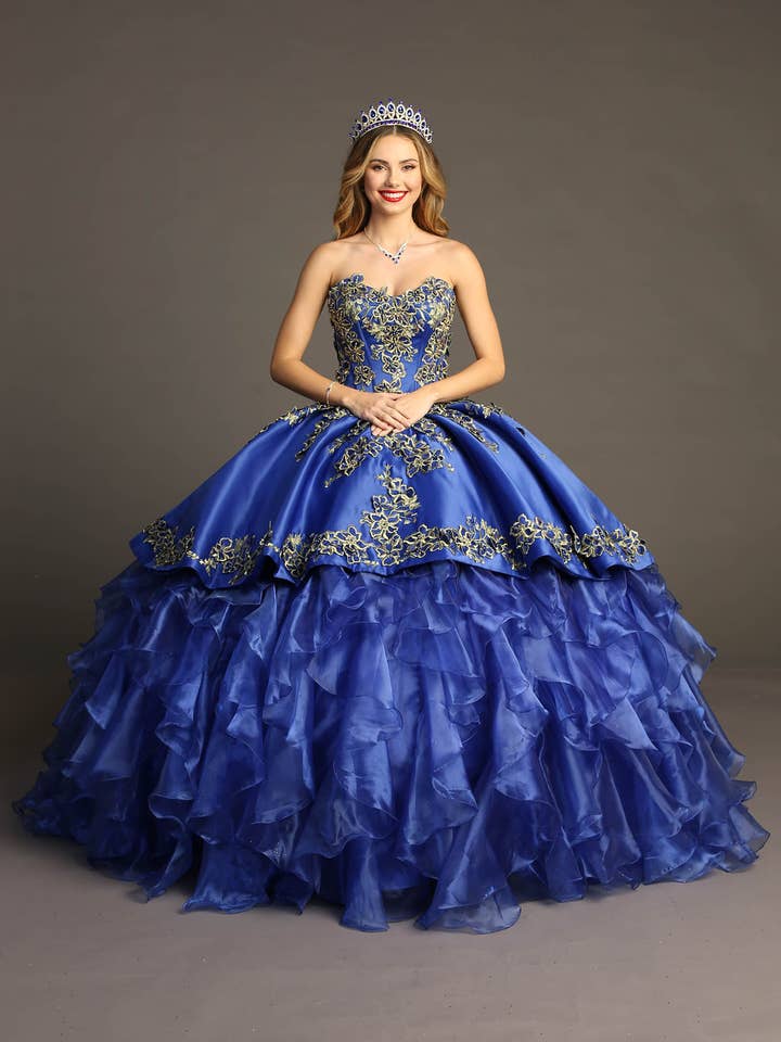 Multilayered Ruffled Charro Quinceanera Dress. CHF3009 for wholesale by Chicas