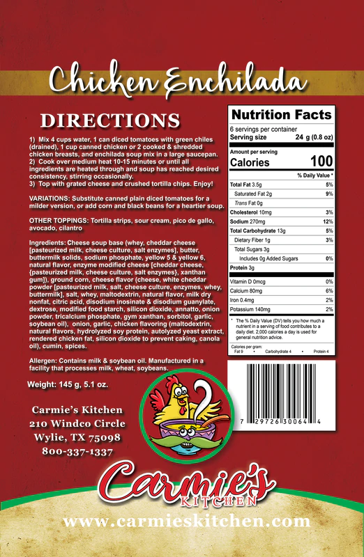 Carmie's Kitchen - Wholesale Soup - Chicken Enchilada Soup Mix2