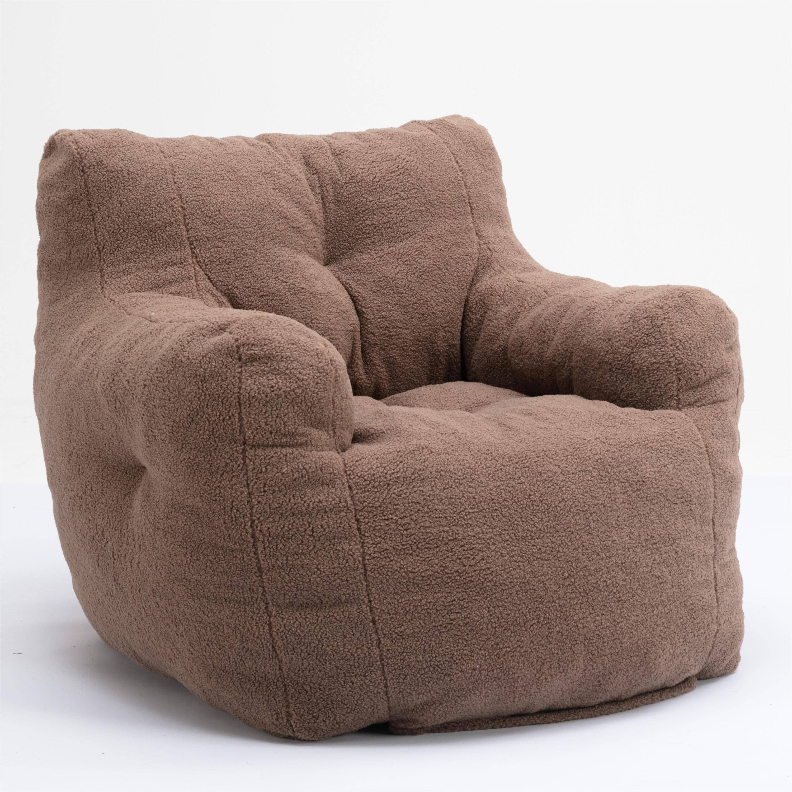 39F Inc. - Vente Chaises - Fauteuil poire en peluche Tufted Coffee Teddy avec rembourrage en mousse15