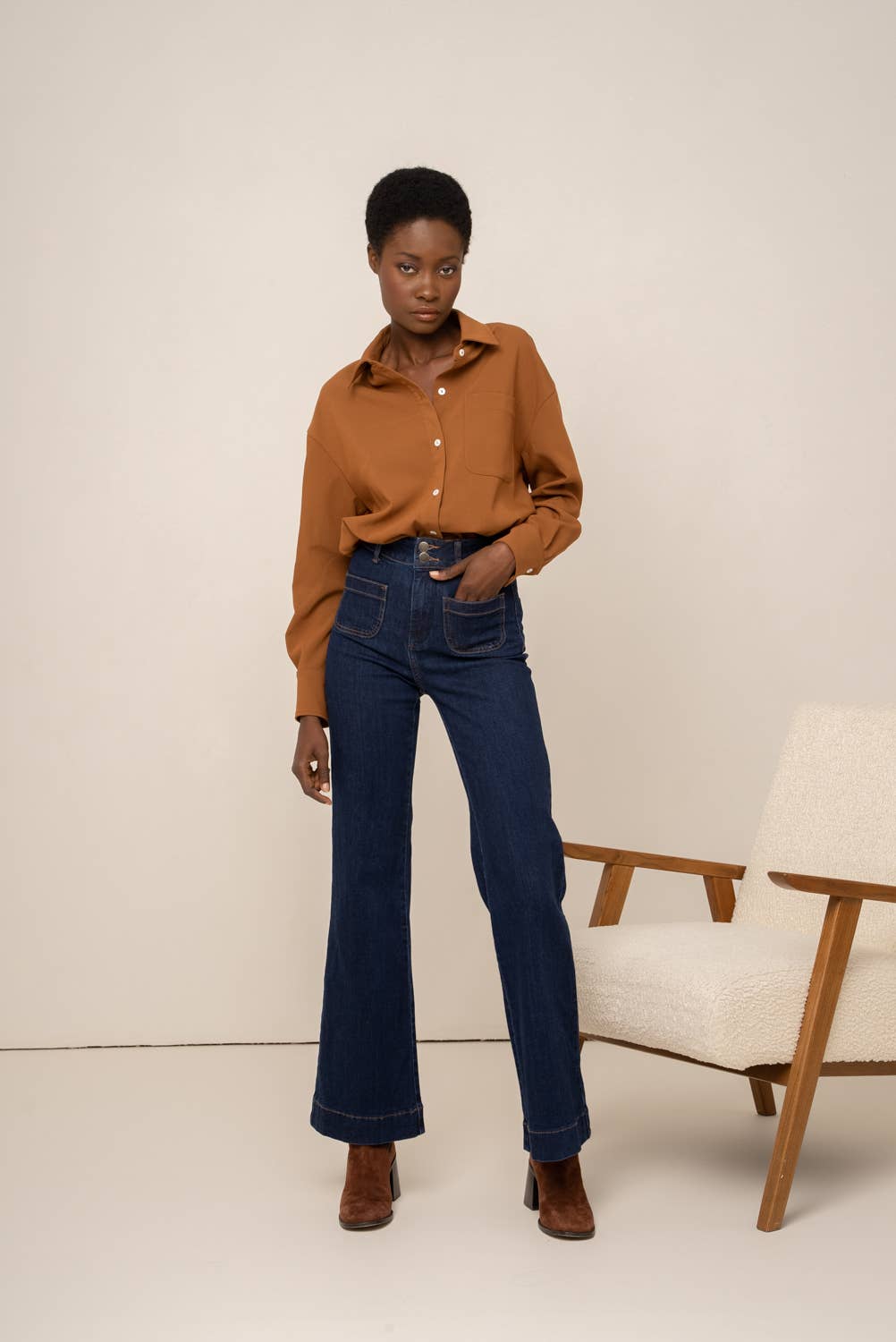 Oraije Paris – calças de ganga - Mulher por atacado – Elena flare jeans0