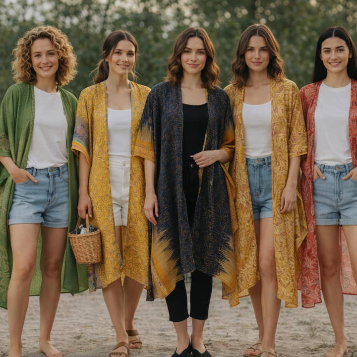 Sari Kimonos | Fabric Shrugs |Assorted Saree Kimono for wholesale by Fabrica Kraft