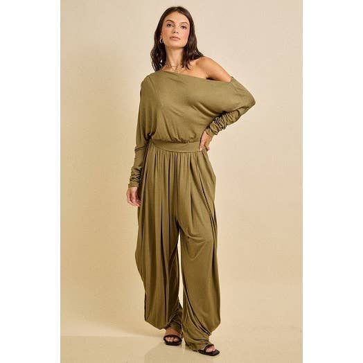 SKYLAR ROSE - Wholesale Jumpsuit - Women's - One Shoulder Draped Jersey Jumpsuit2