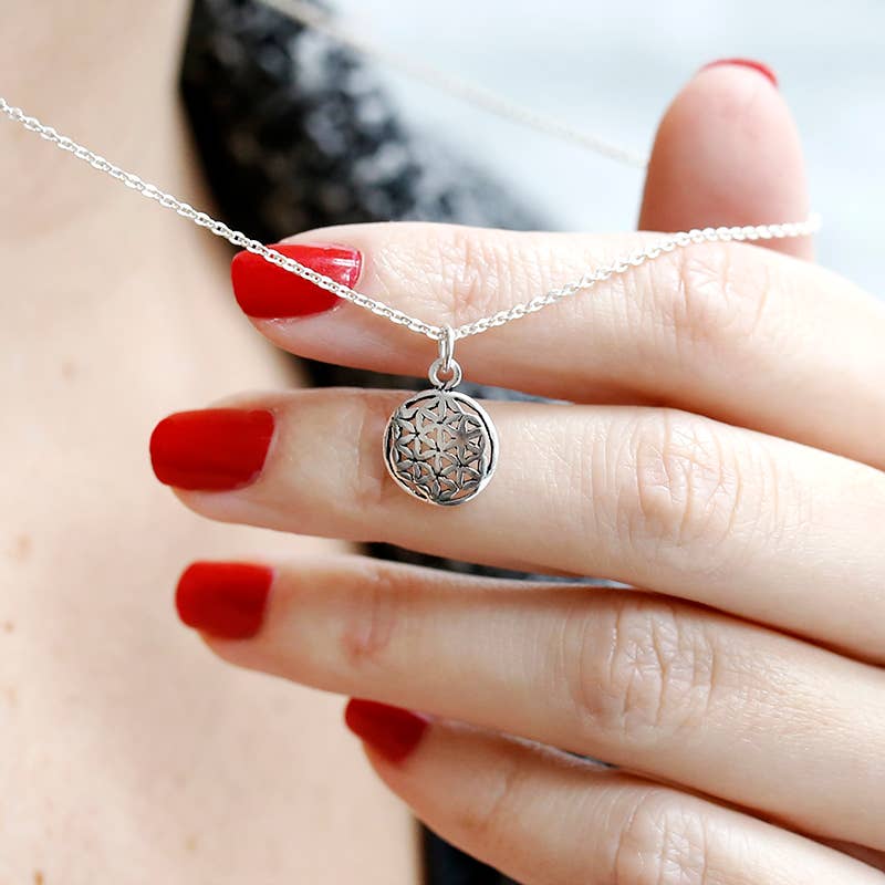 Ethike.eu - Wholesale Jewelry Set - silver necklace and earring set - Flower of Life1