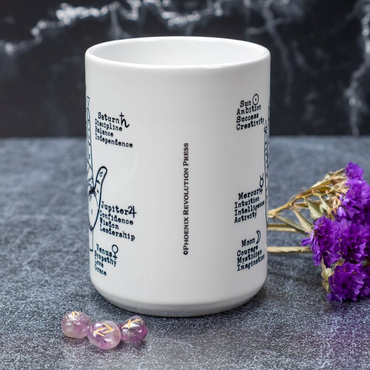Phoenix Revolution Press - Wholesale Coffee Mug - Palmistry 15 Ounce Mug Witchcraft Ceramic Mug2
