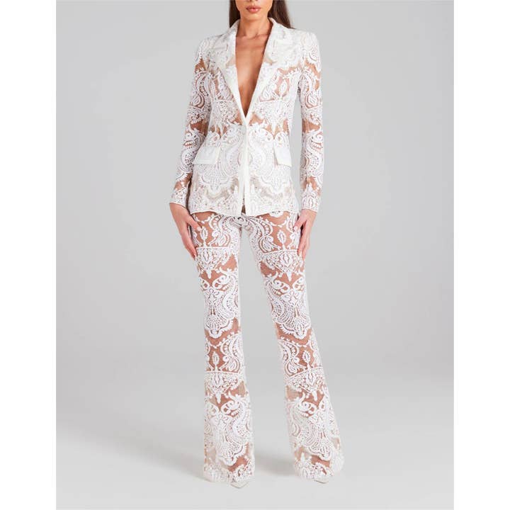 Productseeker - Wholesale Suit Set - Women's - SET050 Glam Sequin Lace Suit: Business Meets Style3