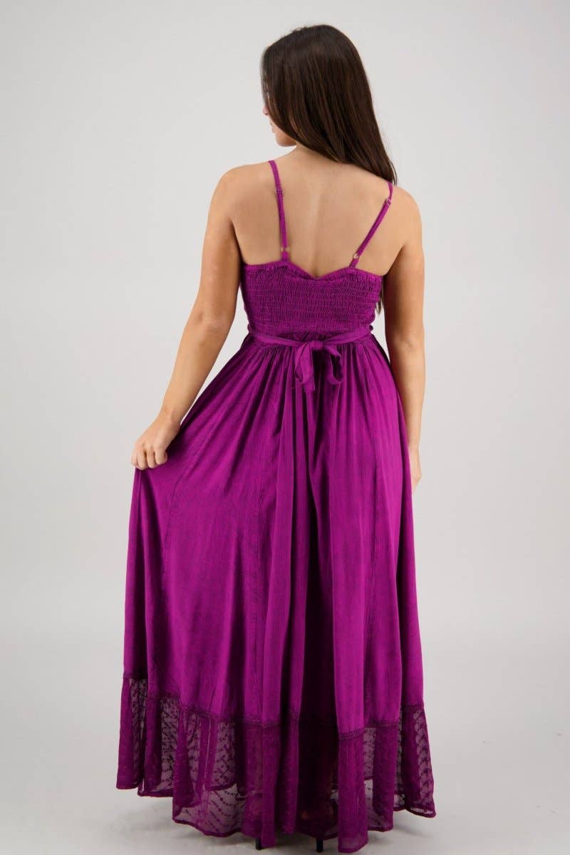 Advance Apparels - Wholesale Dress - Women's - Sheer Hem Smocked Maxi Dress ADL-2532423