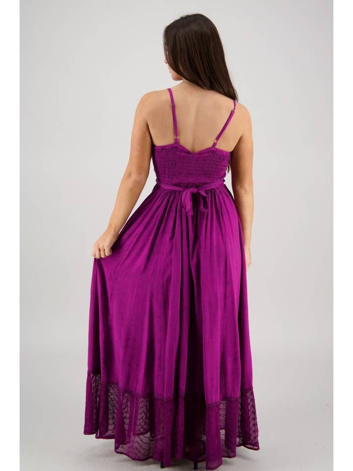 Advance Apparels - Wholesale Dress - Women's - Sheer Hem Smocked Maxi Dress ADL-2532423