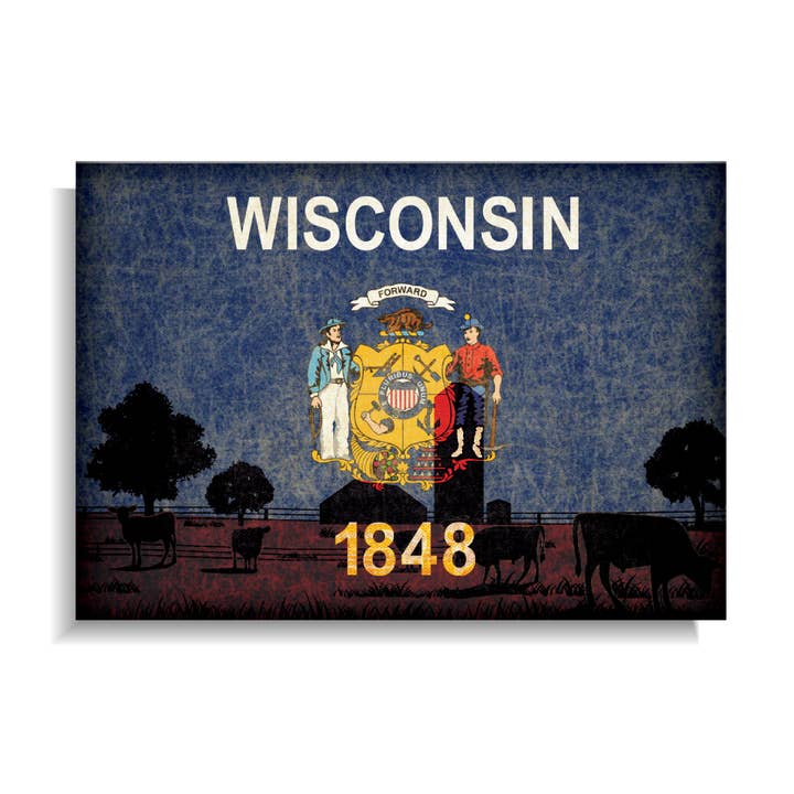 Magnet: Wisconsin Themed State Flag for wholesale by BetterMagnets.com by Design Studio 88 Inc