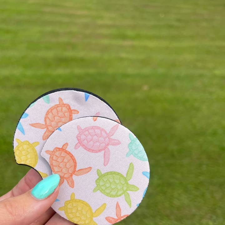 Colorful Turtle Car Coaster Set for wholesale by SarahMackenzieStudio