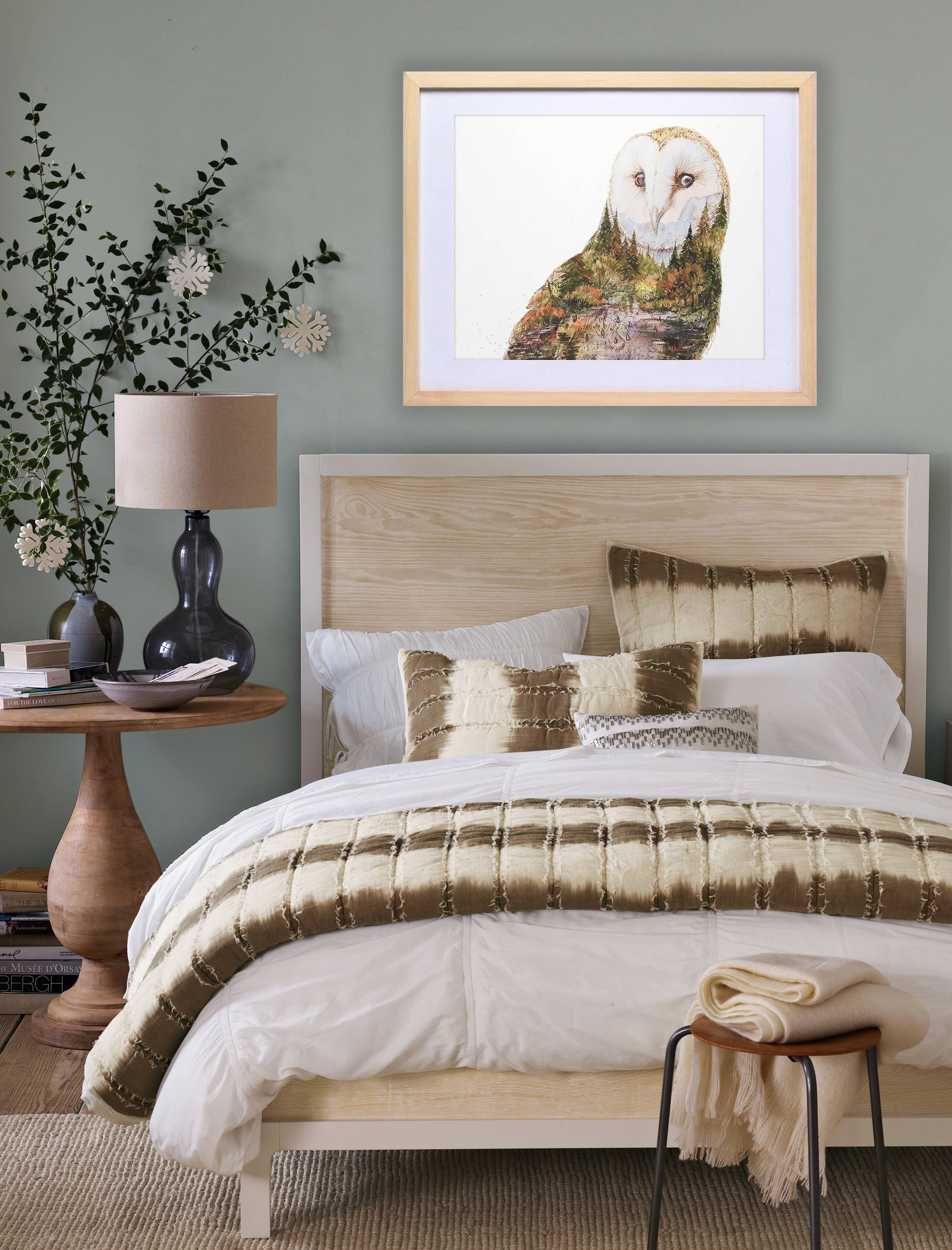 Elena Markelova Arts - Wholesale Art Print - Soul Light - Barn Owl Fall Nature Watercolor Art Print2