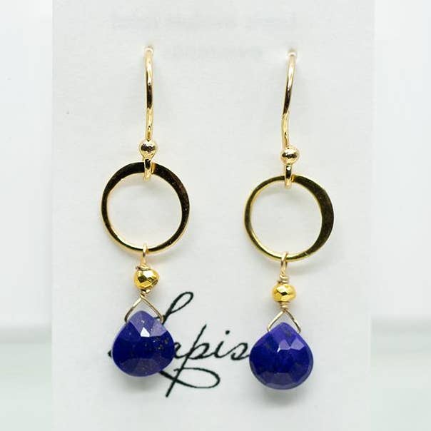 Lapis Ring Gold Earrings for wholesale by Susan Roberts Jewelry