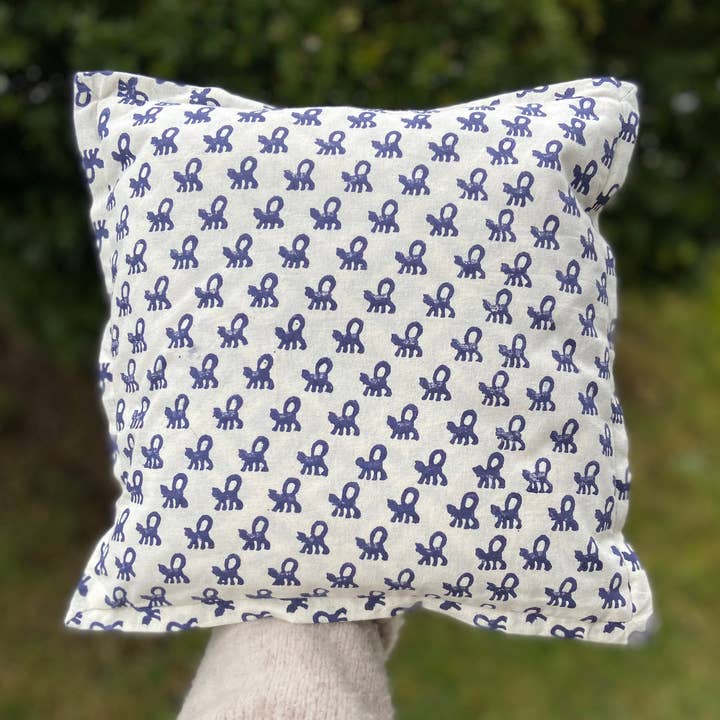 Kissenbezug 30x30cm indischer Blockdruck Äffchen Blau/Weiß für den Großhandel von Pink Tuk Tuk