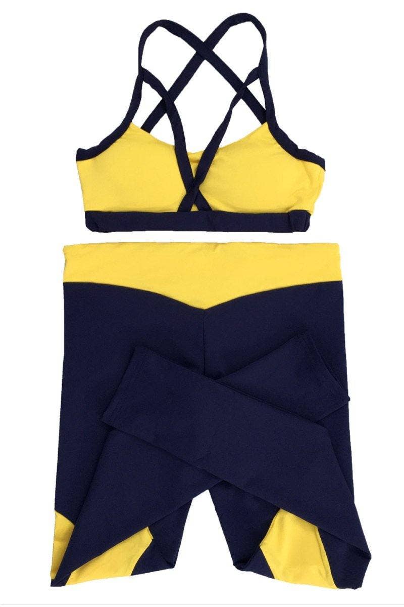 La Belle Fantastique - Wholesale Activewear Set - Women's - La Belle Fantastique | Contrast color padded vest back crossing stretch soft yoga two-piece set |  Women Yoga Pants1