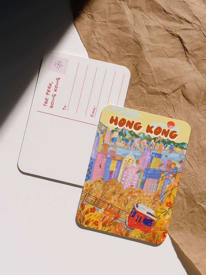 Autumn on the Peak – Hong Kong Illustrated Postcard for wholesale by Ziyi Studio