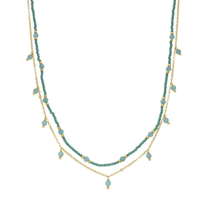 Collar Luxenter de Cristal Verde acabado en oro amarillo de 18k - Aira para venta al por mayor de Luxenter