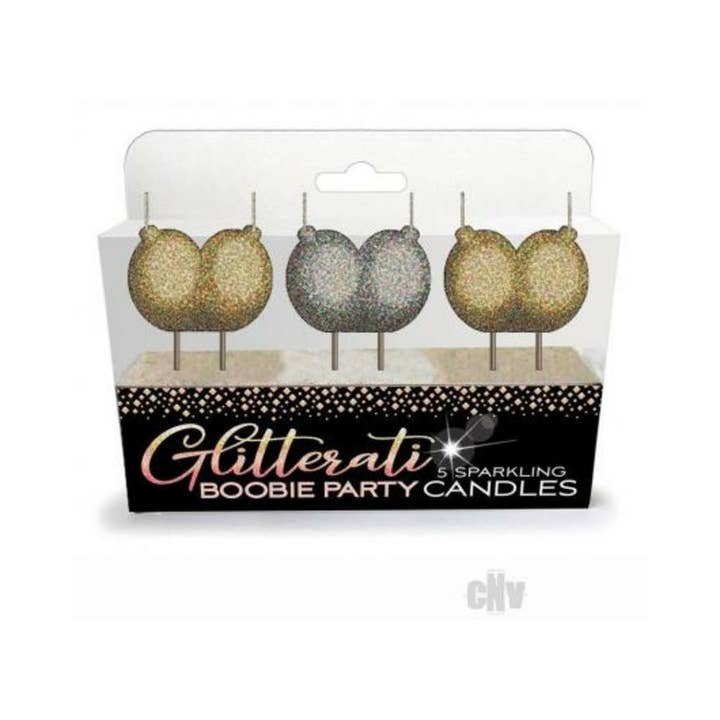 Glitterati Boobie Candles 4pc Set for wholesale by Slow Burn Flame