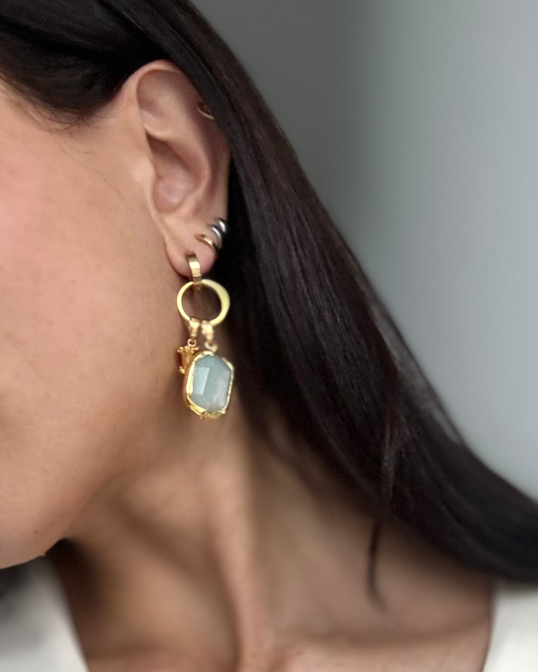 WILYMI Jewelry Co - Wholesale Dangle Earrings - JOY 4-in-1 Hoop Earrings | GF + Stainless Steel + Amazonite2