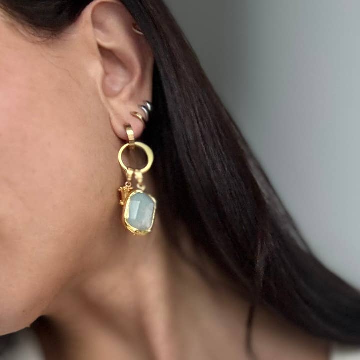 WILYMI Jewelry Co - Wholesale Dangle Earrings - JOY 4-in-1 Hoop Earrings | GF + Stainless Steel + Amazonite2