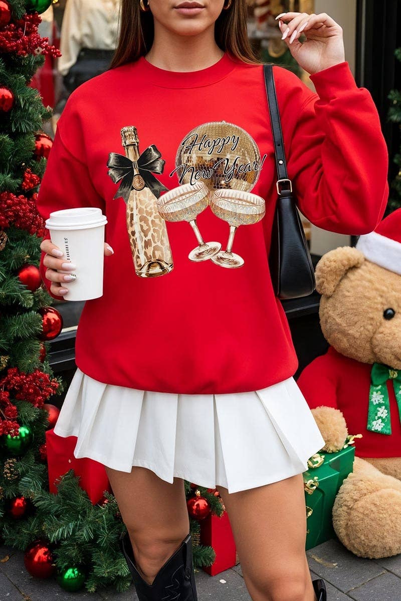 Pink Irene Wholesale - Wholesale Shirt - Women's - Cheers Champagne Graphic Sweatshirt8