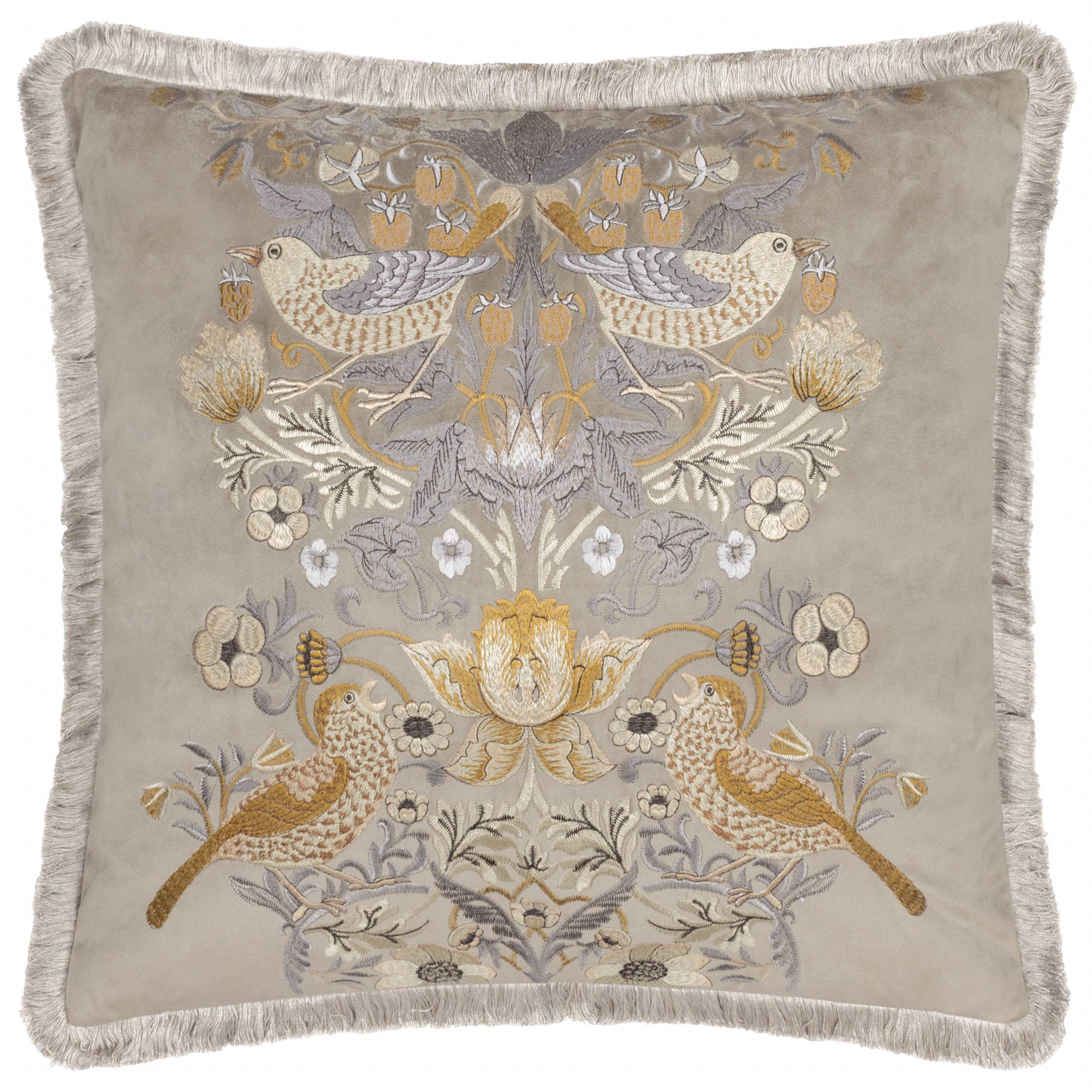 Galleta Cojín de terciopelo bordado Strawberry Thief Biscuit de venta al por mayor en Faire1