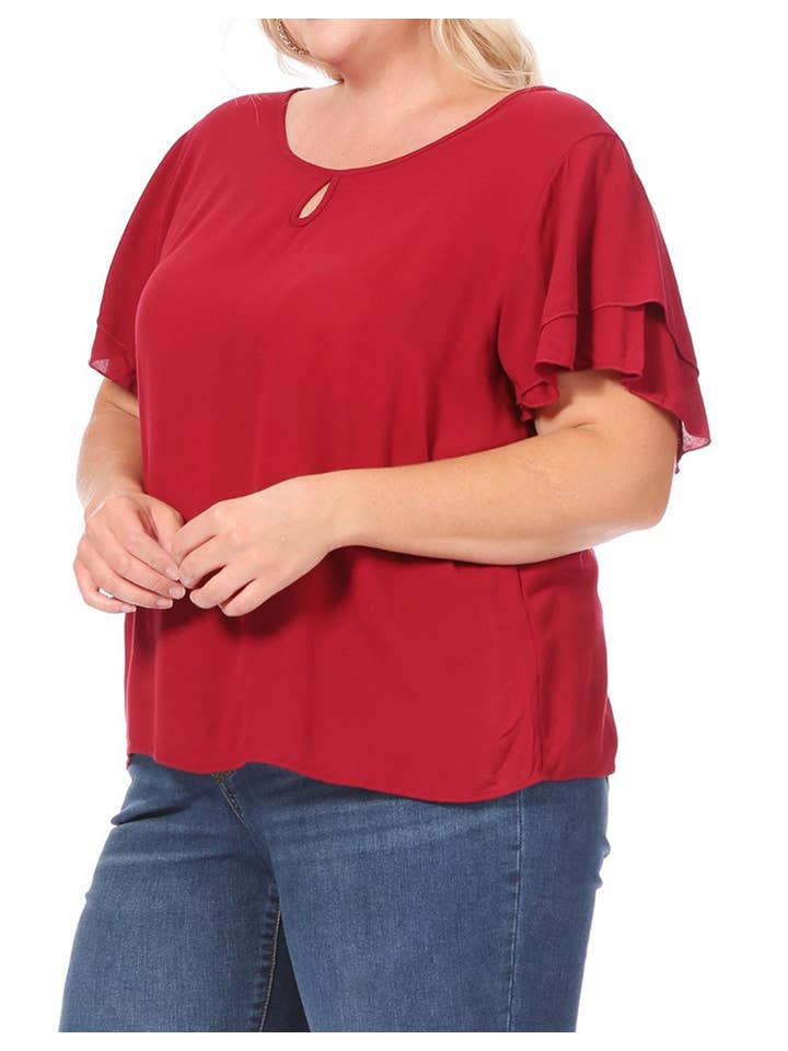 MOA COLLECTION - Wholesale Blouse - Women's - Women's Plus Size Short Sleeve Round Neck Blouse Top5