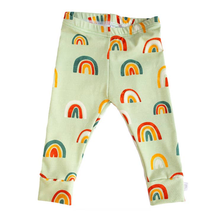 Grüne Regenbogen Bio-Skinny-Leggings für den Großhandel von My Mini Munch