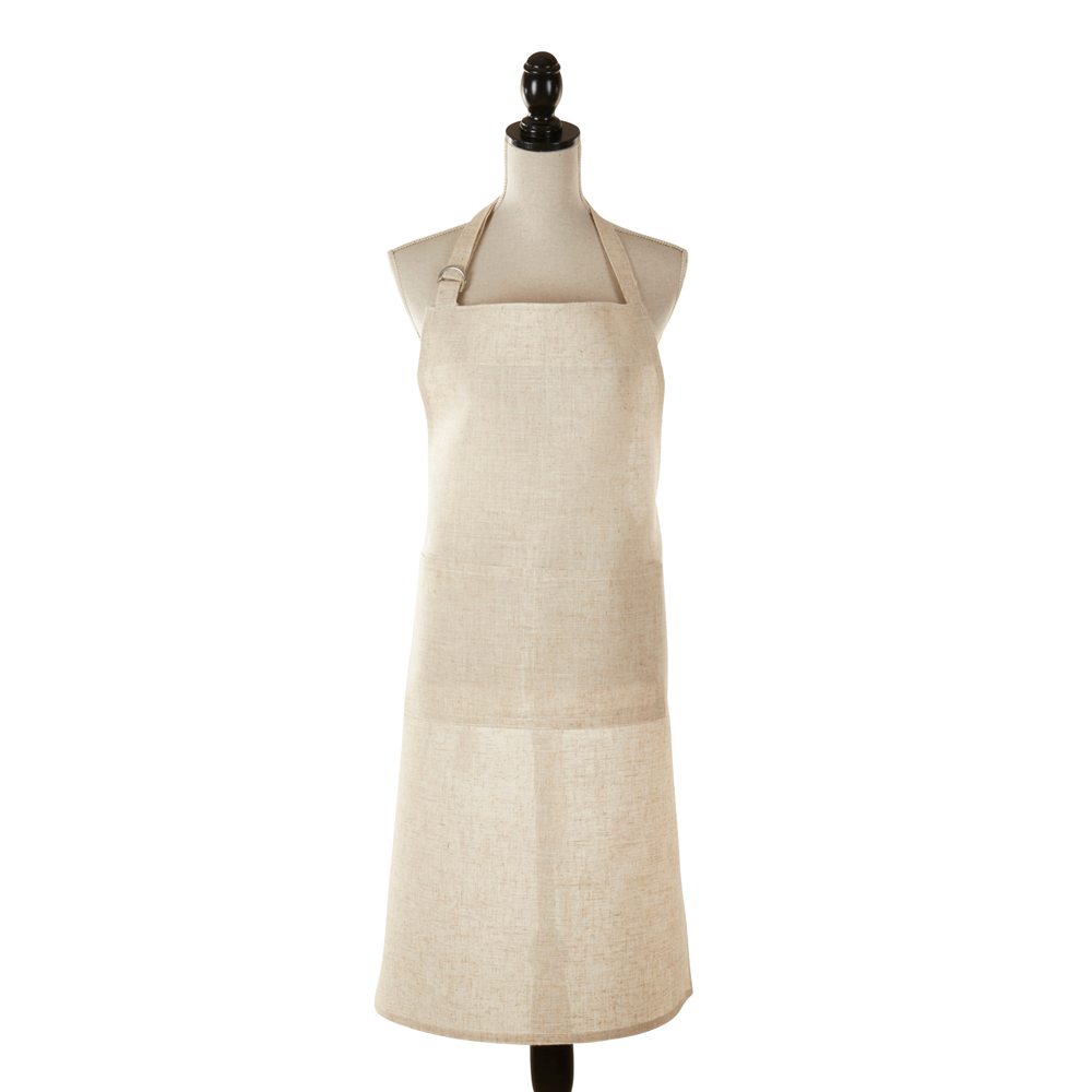 Fennco Styles - Wholesale Apron - Natural Linen-Blend Full-Sized Apron with Front Pockets2