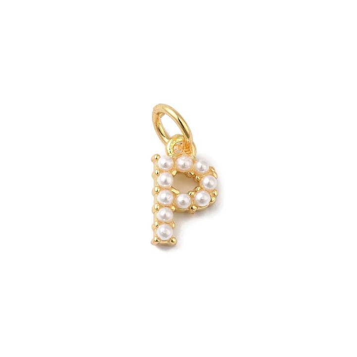 The Charm Bar Company - Wholesale Individual Charm/Pendant - Gold Large Pearl Initial Letter | Alphabet Charm15