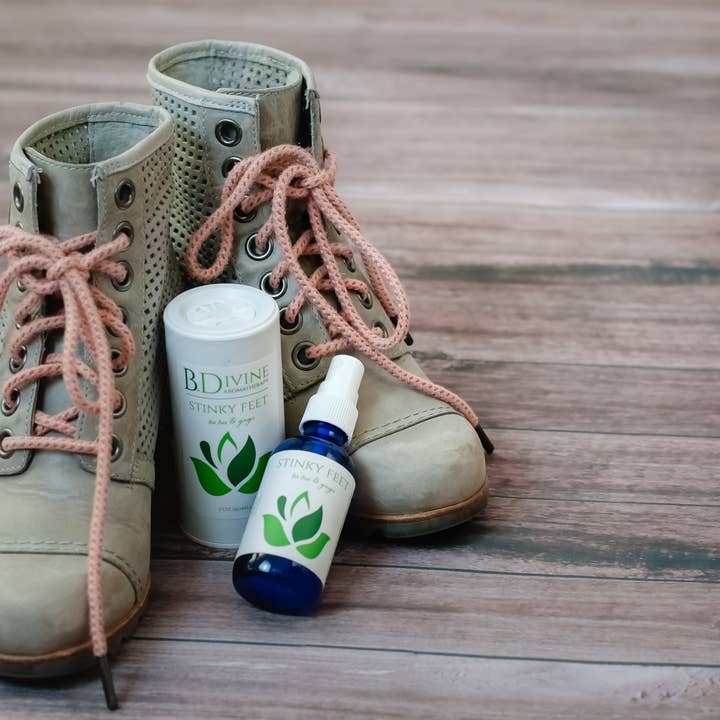 B. Divine Aromatherapy - Wholesale Shoe Deodorant / Spray - Stinky Foot Shoe Deodorizer with Tea Tree - Powder or Spray
