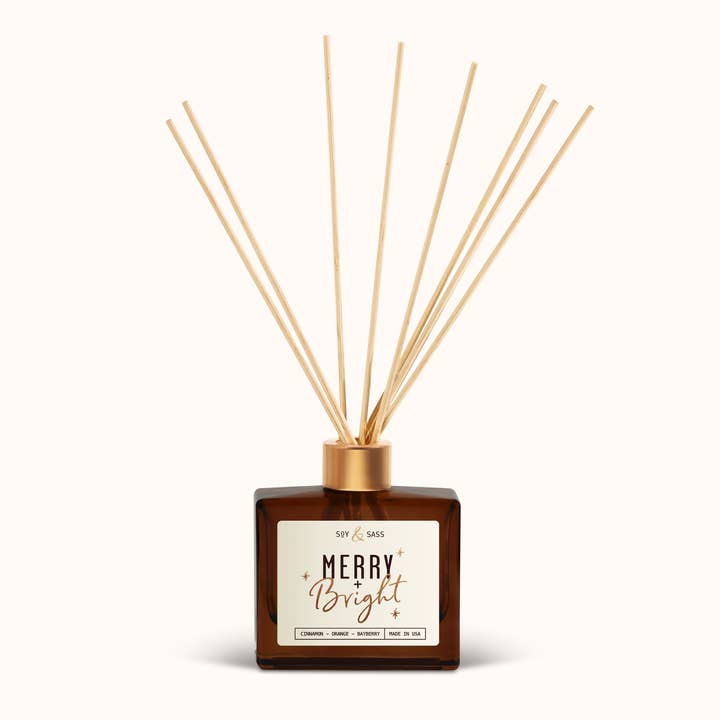 Merry & Bright Reed Diffuser - Holiday 2025 Home Decor for wholesale by Soy and Sass