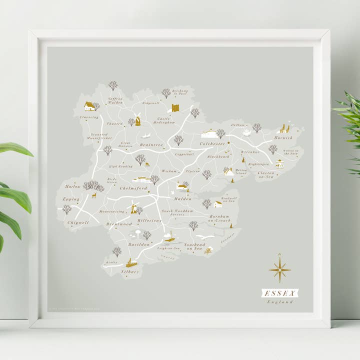 Imprimir mapa de Essex para venta al por mayor de Britain Illustrated