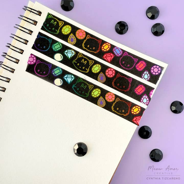 Jewel Cats Rainbow Foil Washi Tape for wholesale by Meow Amor Creative