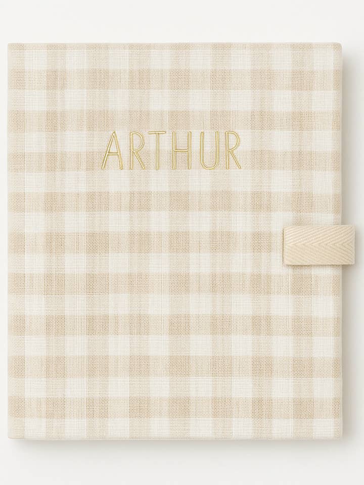 Anpassningsbar, tvättbar och återanvändbar målarbok i beige vichy-rutig bomullsgaze för wholesale av MAZZANNE