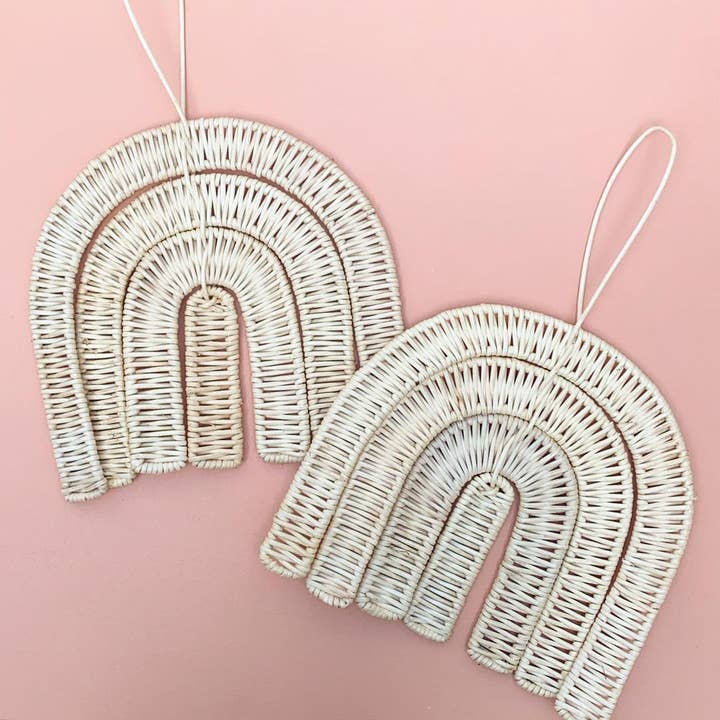 Bali Harvest – wholesale Wall Accent – Kids – Rainbow Rattan Wall Hanger - Boho Natural Nursery Decor