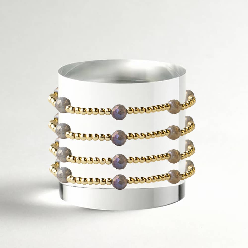 Lenny & Eva - Wholesale Beaded Bracelet - Gold Beaded Bracelets-Dot, Labradorite