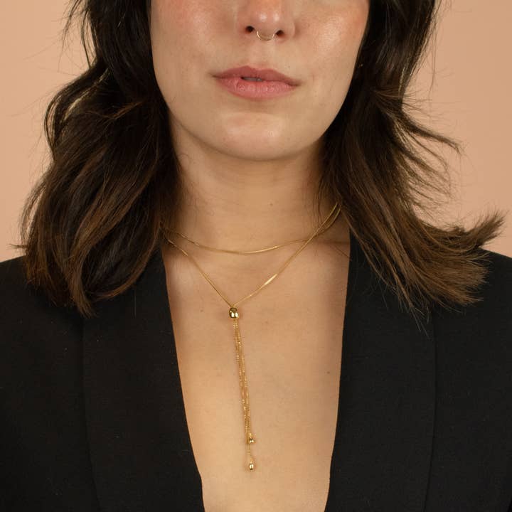 The Infinity Bolo Necklace in 14k Gold for wholesale by Cold Gold