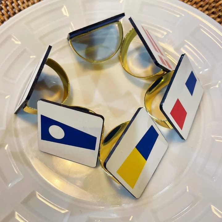 Ipswich River Craft - Wholesale Napkin Ring - Wholesale Nautical Number Napkin Rings - Set of 8
