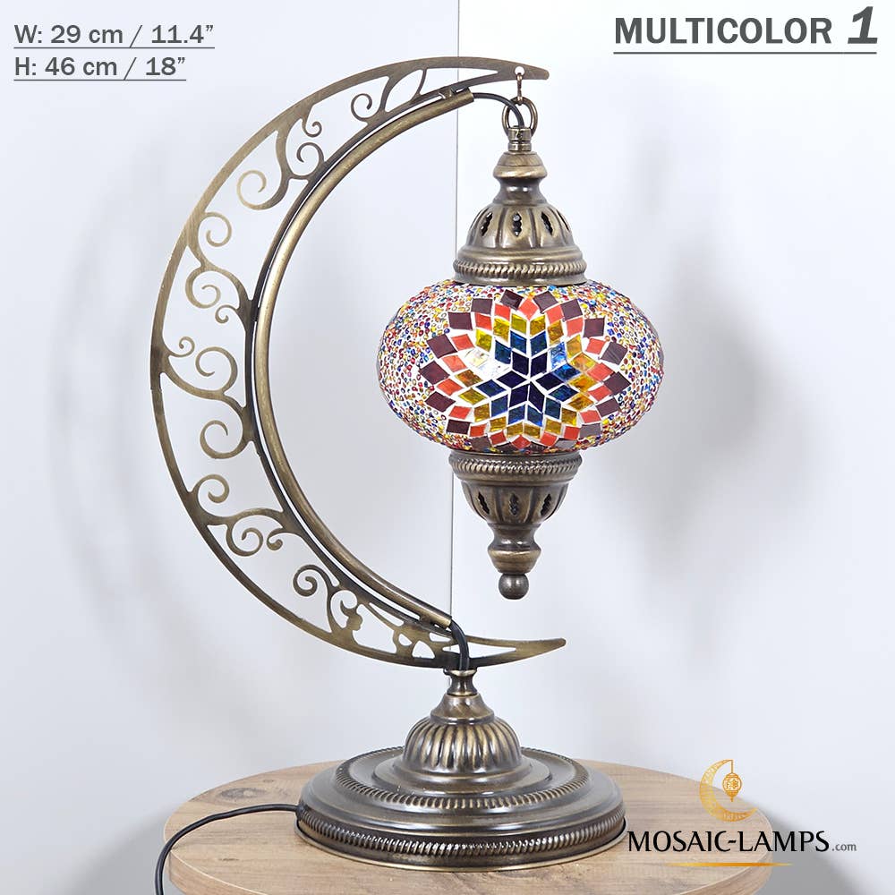 Mosaic Lamps - Wholesale Accent/Desk Lamp - 10+ Colors - Moroccan Moon Table Lamp, Arc, Murano Crescent26