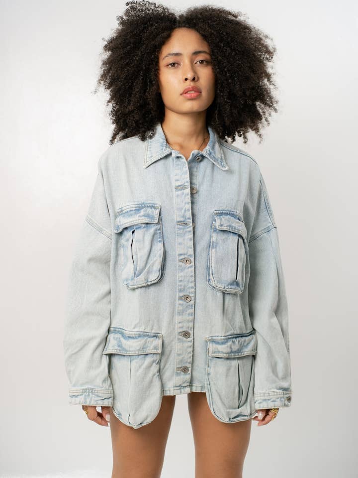 Carl - Women's Oversized Denim Jacket for wholesale by Alien