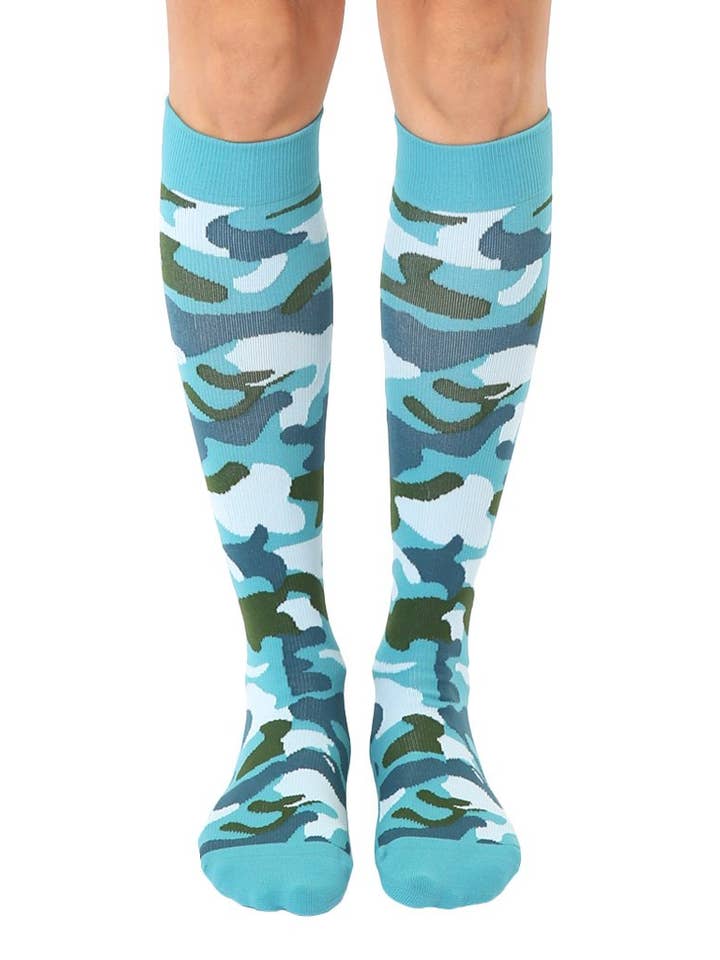Living Royal - Wholesale Socks - Unisex - Compression Socks (15-20mmHg) - Camouflage - Blue