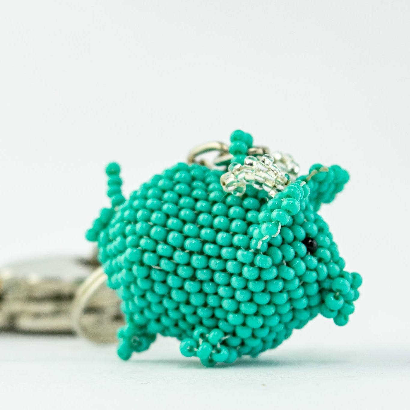 Lumily - Wholesale Keychain - Women's - Flying Pig Seed Bead Pink Handmade Keychain - Guatemala1