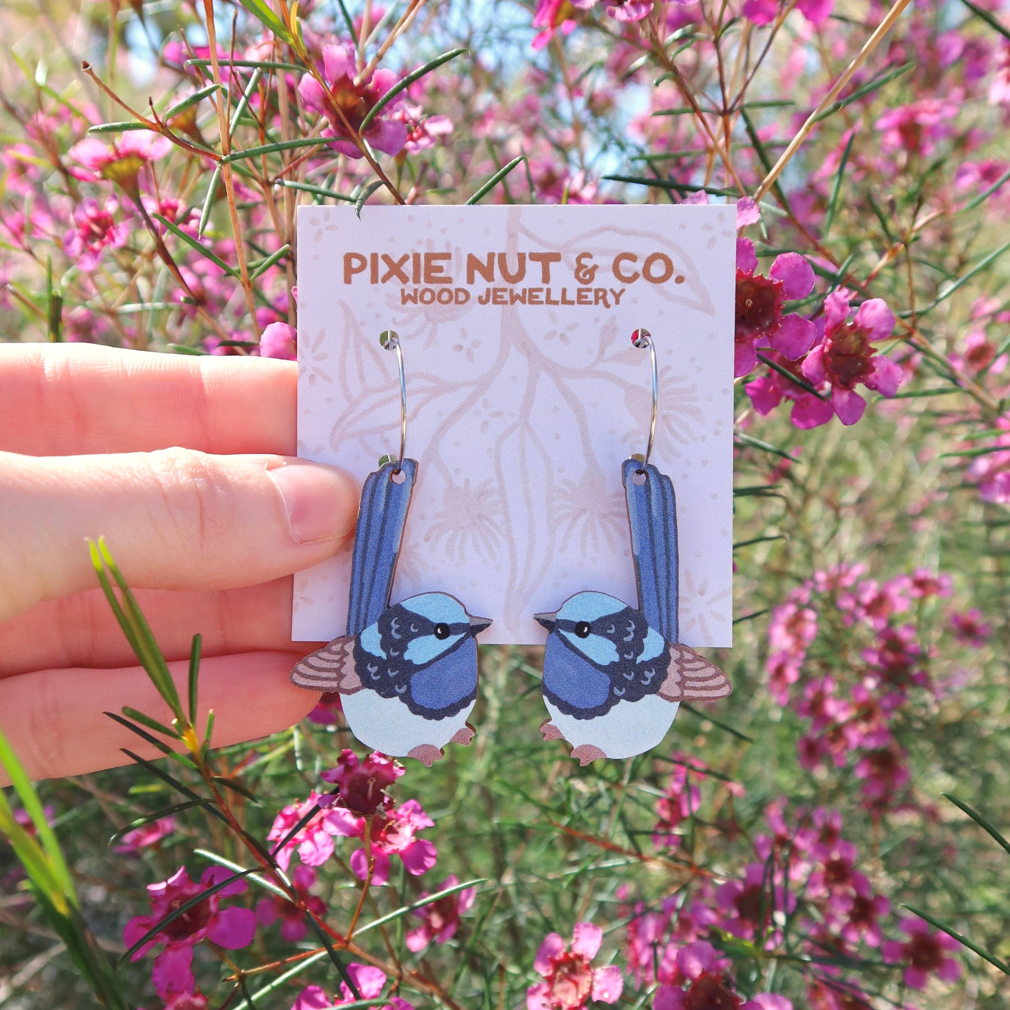 Pixie Nut & Co. - Wholesale Dangle Earrings - Blue Wren Australian Bird Earrings1
