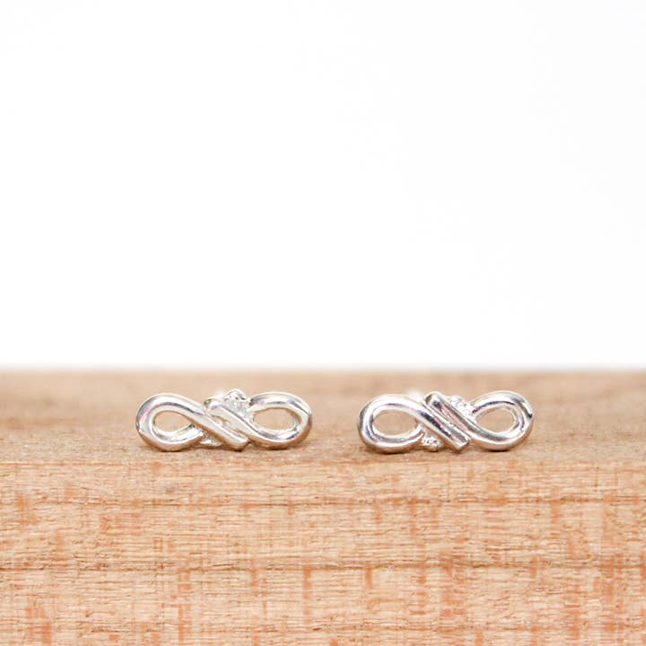 Sterling Silver Infinity Stud Earrings for wholesale by Tribomo
