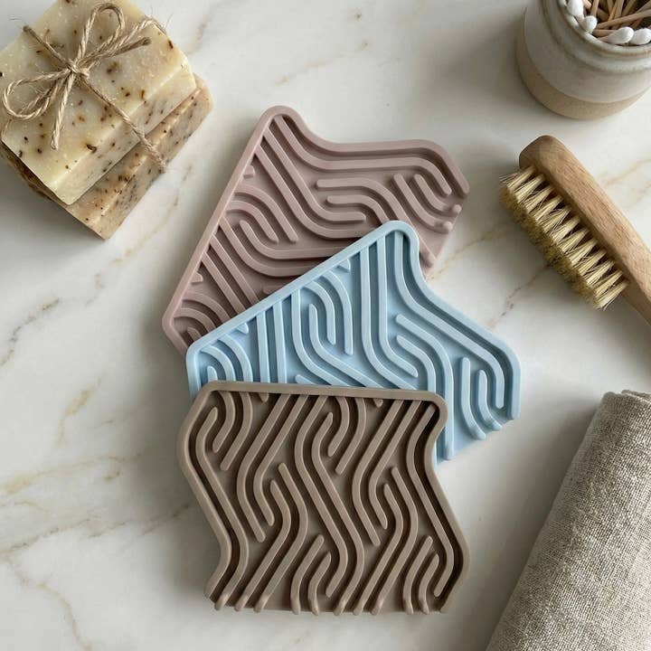 Multi Colored Soap Dish (Blue/Taupe/Pink) - Premium Silicone Soap Tray for wholesale on Faire6